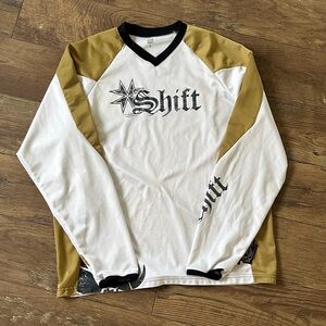 Preloved SHIFT Racing Motocross Long Sleeve White and Gold Jersey Size Large